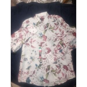 Tarcisio Italy XXL Floral Pink Multi Long Sleeve Shirt 100% Linen NWT $289